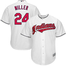 Load image into Gallery viewer, Andrew Miller Cleveland Indians Majestic Home Official Cool Base Player Jersey - White