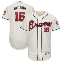 Load image into Gallery viewer, Brian McCann Atlanta Braves Majestic Alternate Collection Flex Base Player Jersey – Navy/Scream