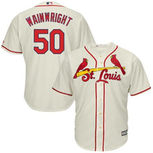 Load image into Gallery viewer, Adam Wainwright St. Louis Cardinals Majestic Cool Base Player Jersey - Tan/White