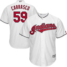 Load image into Gallery viewer, Carlos Carrasco Cleveland Indians Majestic Cool Base Home Player Jersey - White
