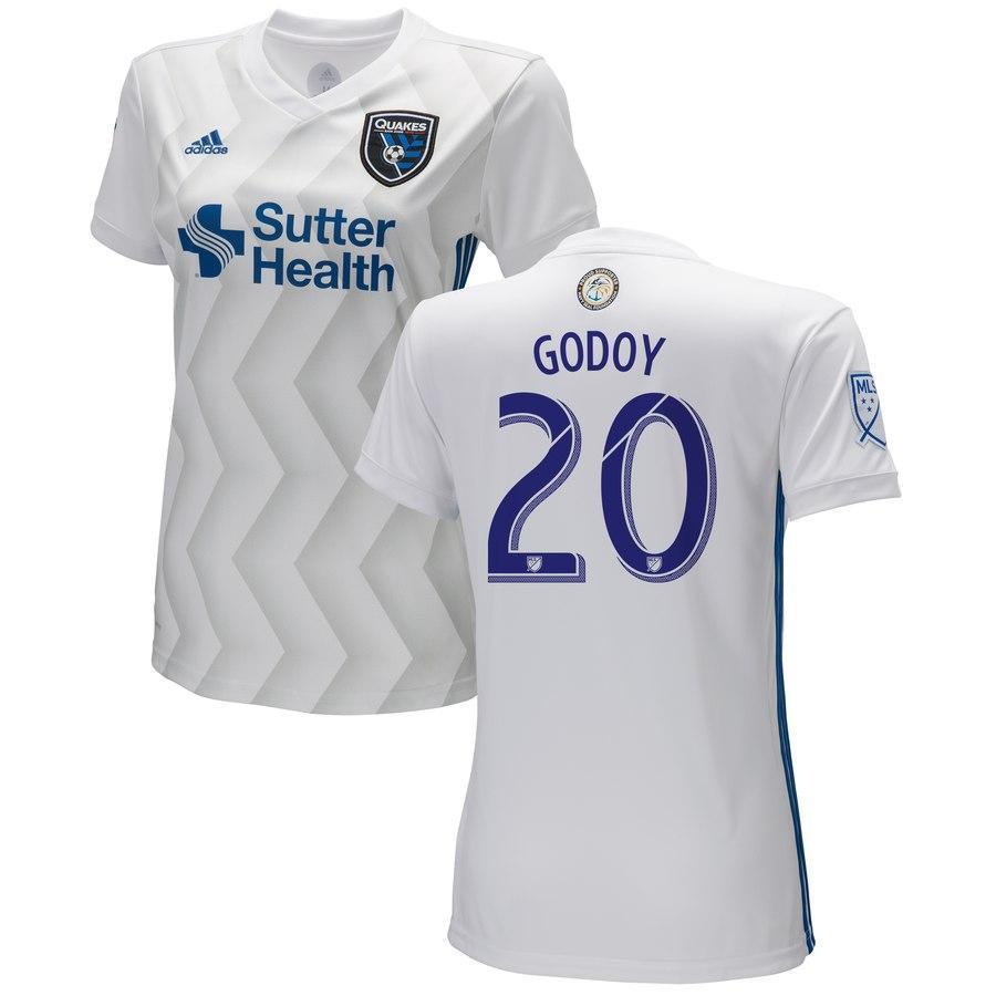 Anibal Godoy San Jose Earthquakes Women's 2018 Secondary Player Jersey – White
