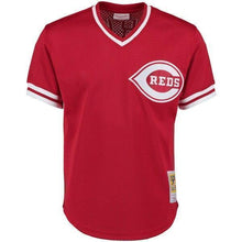 Load image into Gallery viewer, Barry Larkin Cincinnati Reds Mitchell &amp; Ness Throwback Cooperstown Mesh Batting Practice Jersey - Red